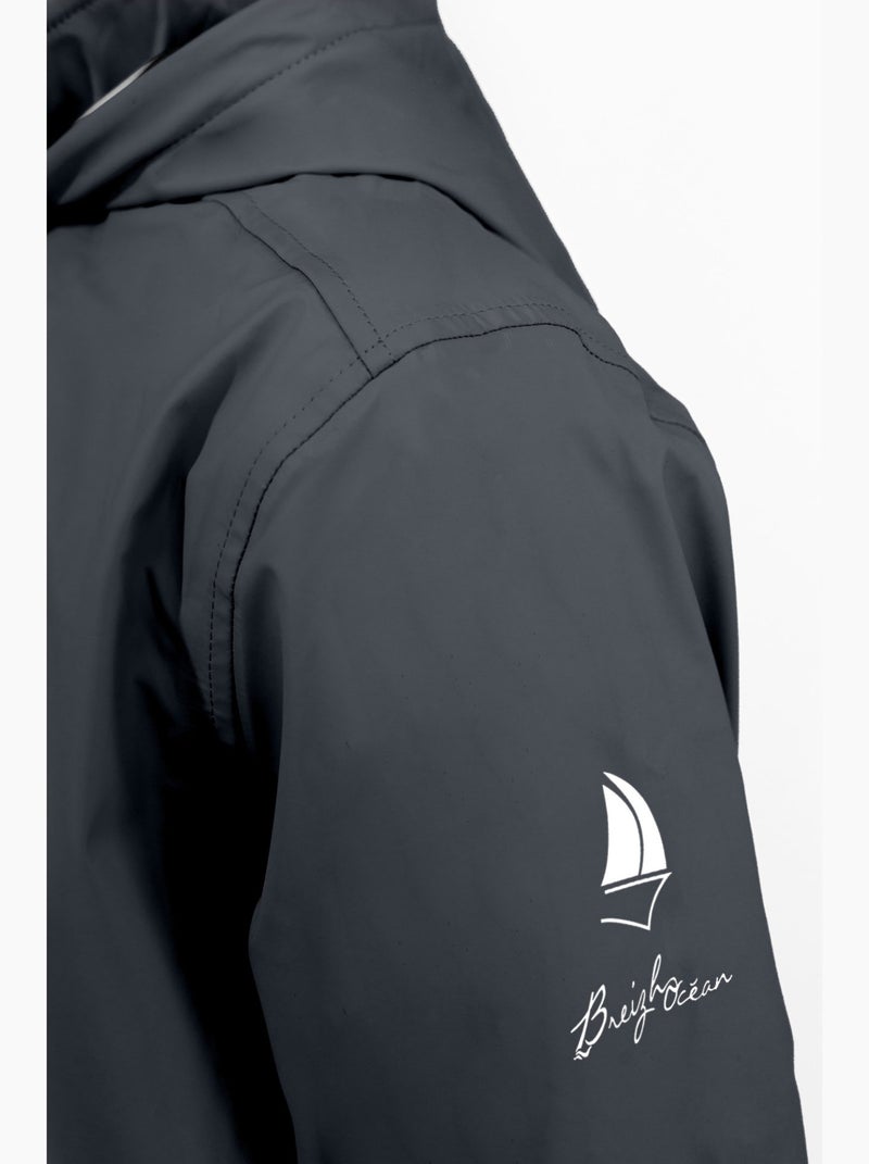 Ciré homme 'BREIZH OCEAN', Coutures et zip étanches, Doublure rayée de style marinière. Bleu marine - Kiabi