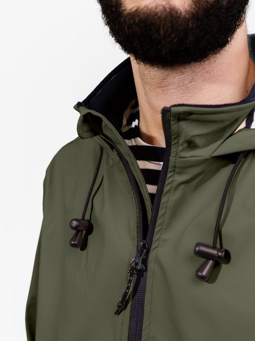 Ciré homme 'BREIZH OCEAN', Coutures et zip étanches, Doublure rayée de style marinière. - Kiabi