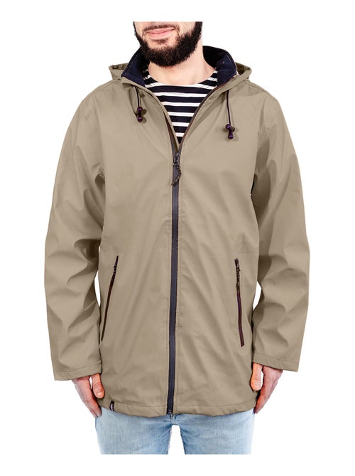 Ciré homme 'BREIZH OCEAN', Coutures et zip étanches, Doublure rayée de style marinière. - Kiabi