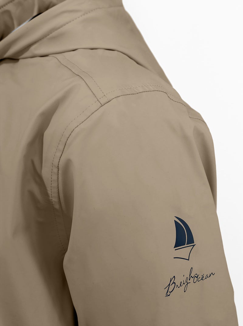 Ciré homme 'BREIZH OCEAN', Coutures et zip étanches, Doublure rayée de style marinière. Sable - Kiabi