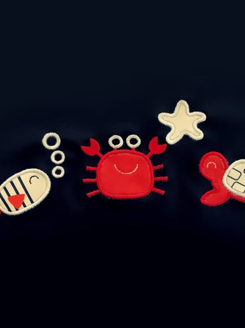 Ciré imperméable bébé avec Capuche 'Breizh Ocean', Poncho Intérieur rayé avec Broderie - Kiabi