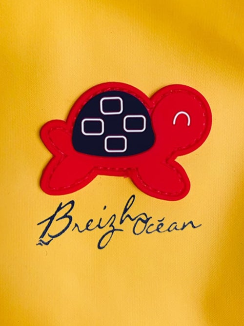 Ciré imperméable bébé avec Capuche 'Breizh Ocean', Poncho Intérieur rayé avec Broderie - Kiabi
