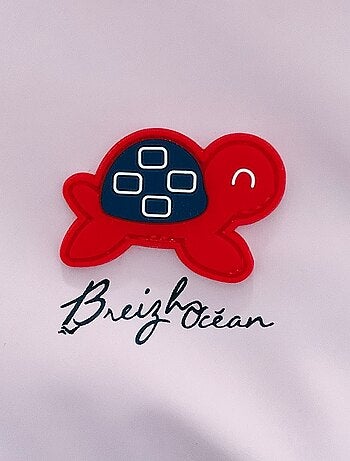 Ciré imperméable bébé avec Capuche 'Breizh Ocean', Poncho Intérieur rayé avec Broderie