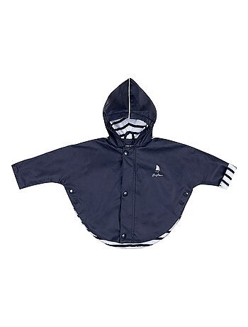 Ciré imperméable bébé 'Breizh Ocean' avec Capuche, Poncho Intérieur rayé