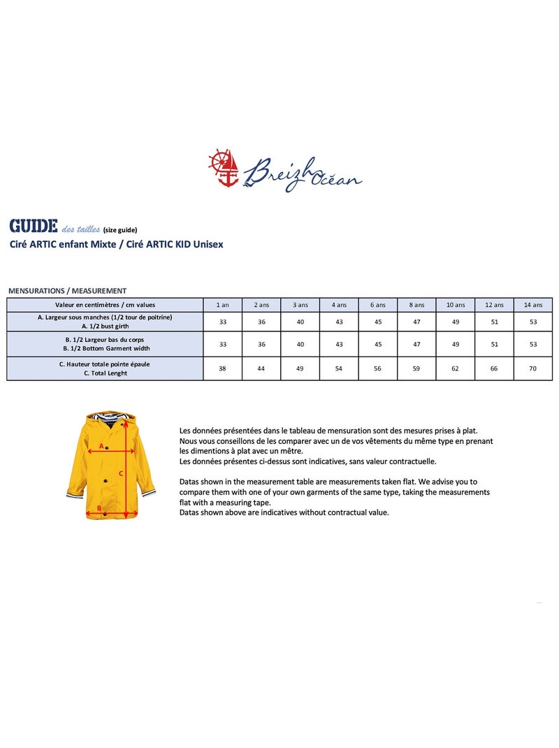 Ciré imperméable 'Breizh Océan' - Intérieur Polaire, Veste avec Capuche rayée Mixte, garçon ou Fille Bleu clair - Kiabi