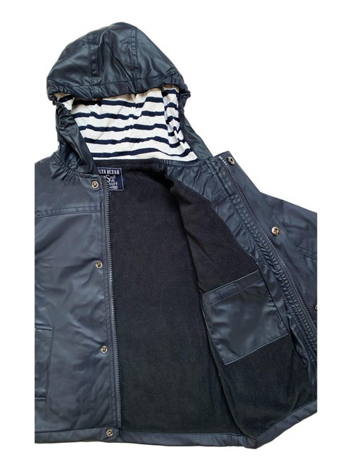 Ciré imperméable 'Breizh Océan' - Intérieur Polaire, Veste avec Capuche rayée Mixte, garçon ou Fille - Kiabi