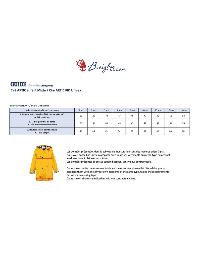 Ciré imperméable 'Breizh Océan' - Intérieur Polaire, Veste avec Capuche rayée Mixte, garçon ou Fille Bleu marine - Kiabi