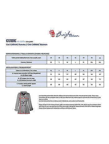 Ciré imperméable 'Breizh Océan', Coupe Trench, Capuche Amovible Femme