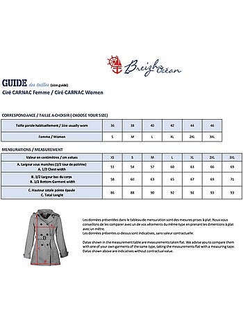 Ciré imperméable 'Breizh Océan', Coupe Trench, Capuche Amovible Femme