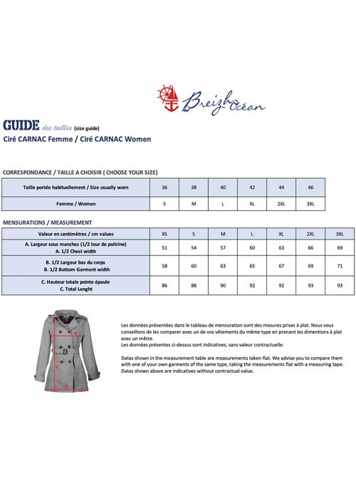 Ciré imperméable 'Breizh Océan', Coupe Trench, Capuche Amovible Femme - Kiabi