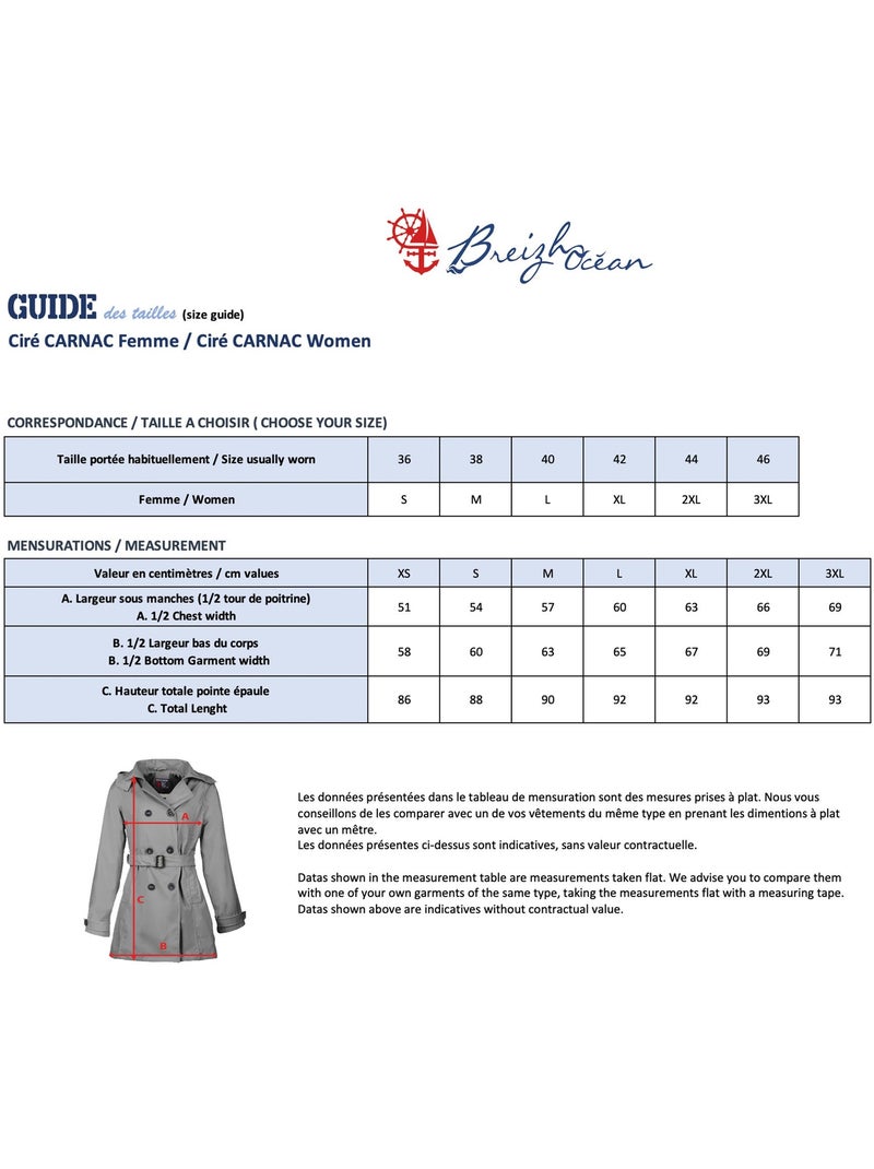 Ciré imperméable 'Breizh Océan', Coupe Trench, Capuche Amovible Femme Cornaline - Kiabi