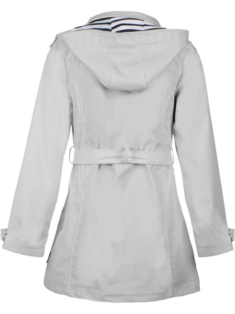 Ciré imperméable 'Breizh Océan', Coupe Trench, Capuche Amovible Femme Gris - Kiabi