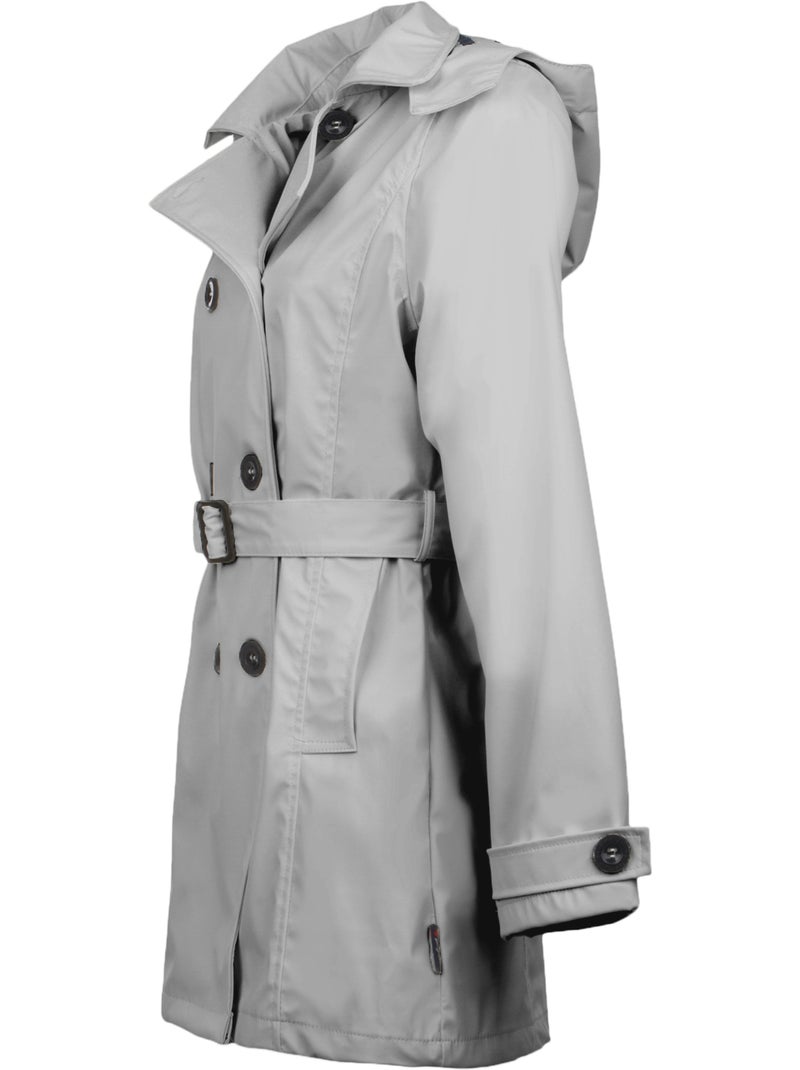 Ciré imperméable 'Breizh Océan', Coupe Trench, Capuche Amovible Femme Gris - Kiabi