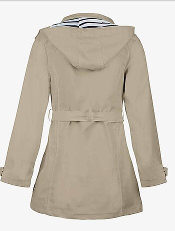 Ciré imperméable 'Breizh Océan', Coupe Trench, Capuche Amovible Femme