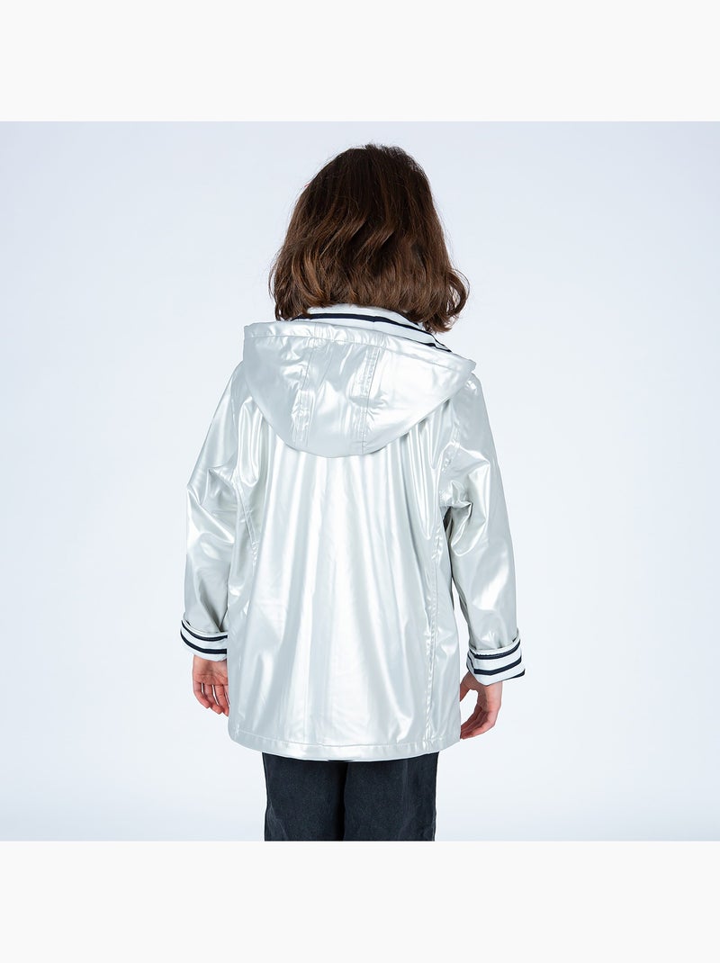 Ciré imperméable enfant 'Breizh Océan', intérieur jersey rayé - Mixte, garçon ou fille Beige Métal - Kiabi