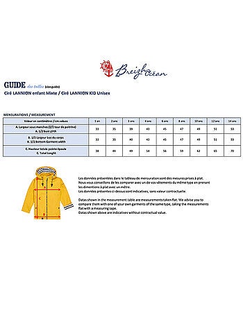 Ciré imperméable enfant 'Breizh Océan', intérieur jersey rayé - Mixte, garçon ou fille