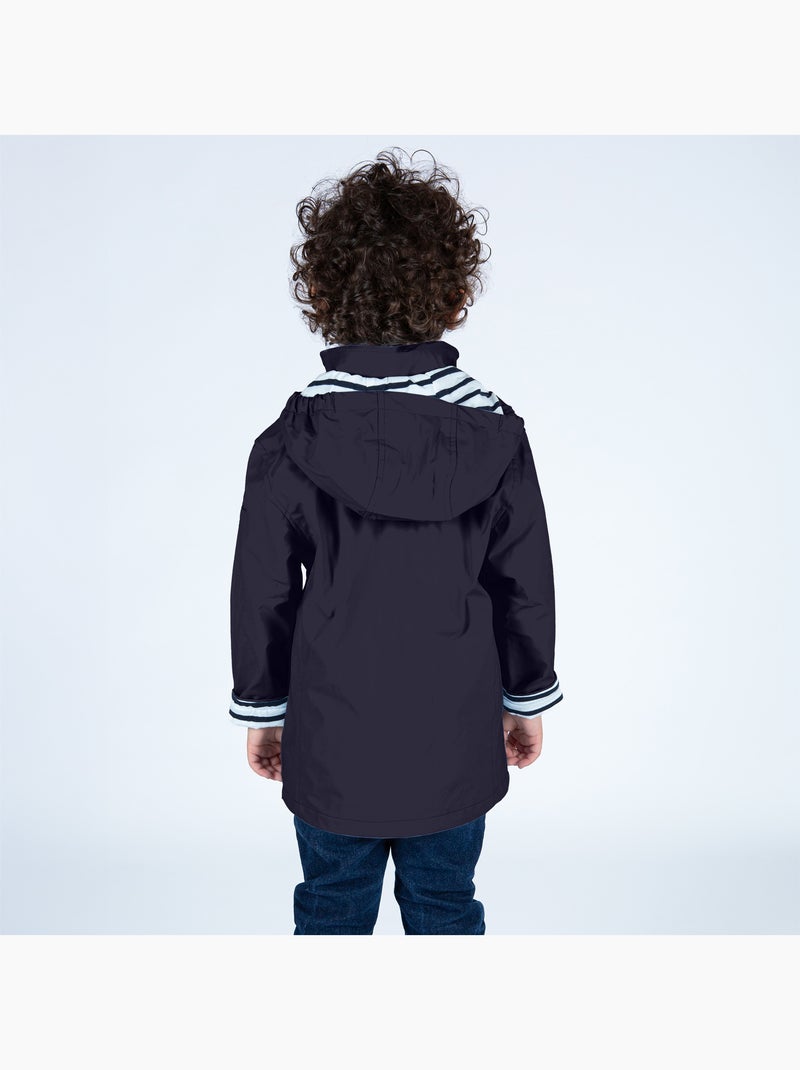 Ciré imperméable enfant 'Breizh Océan', intérieur jersey rayé - Mixte, garçon ou fille Bleu marine - Kiabi