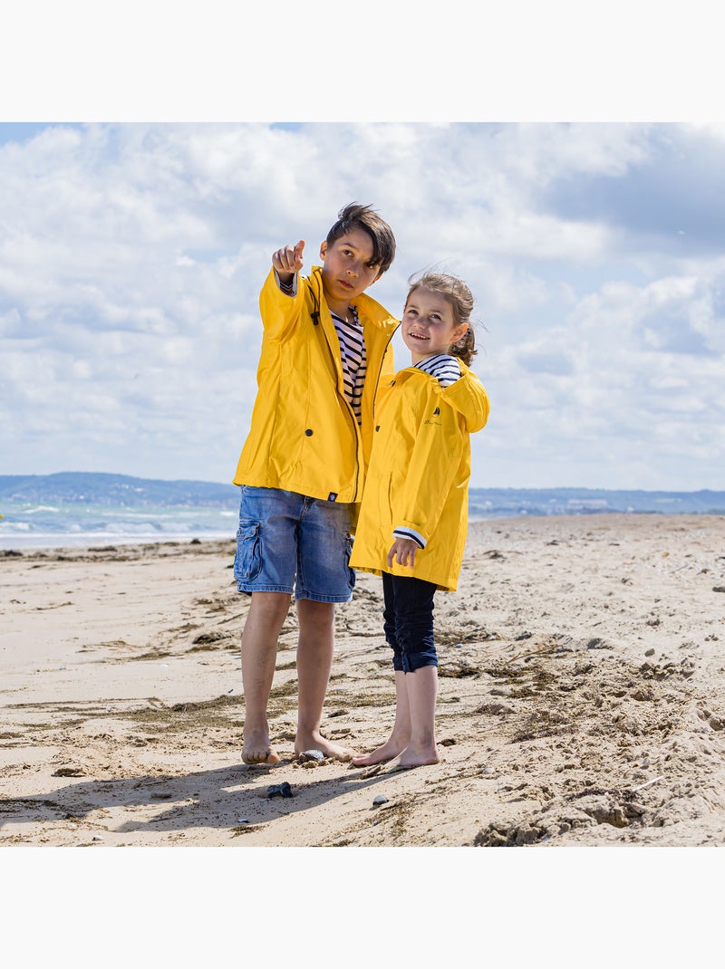 Ciré imperméable enfant 'Breizh Océan', intérieur jersey rayé - Mixte, garçon ou fille Bleu marine - Kiabi