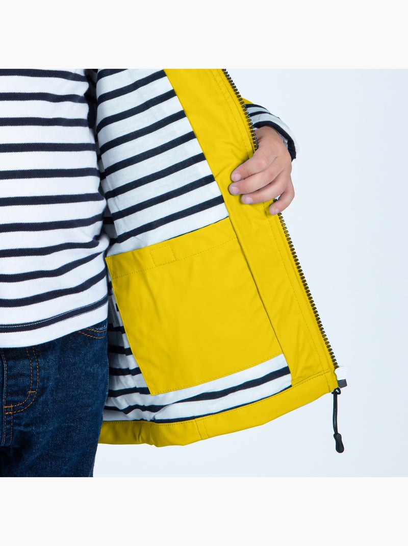 Ciré imperméable enfant 'Breizh Océan', intérieur jersey rayé - Mixte, garçon ou fille Jaune - Kiabi