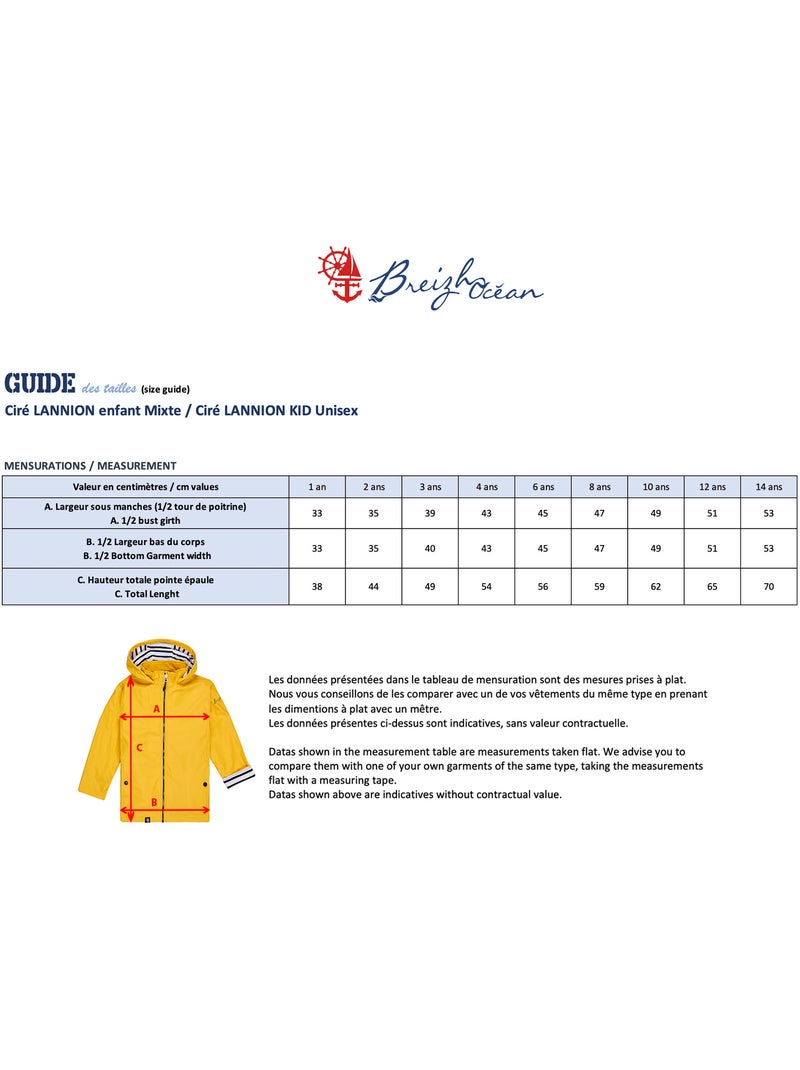 Ciré imperméable enfant 'Breizh Océan', intérieur jersey rayé - Mixte, garçon ou fille Kaki Métal - Kiabi