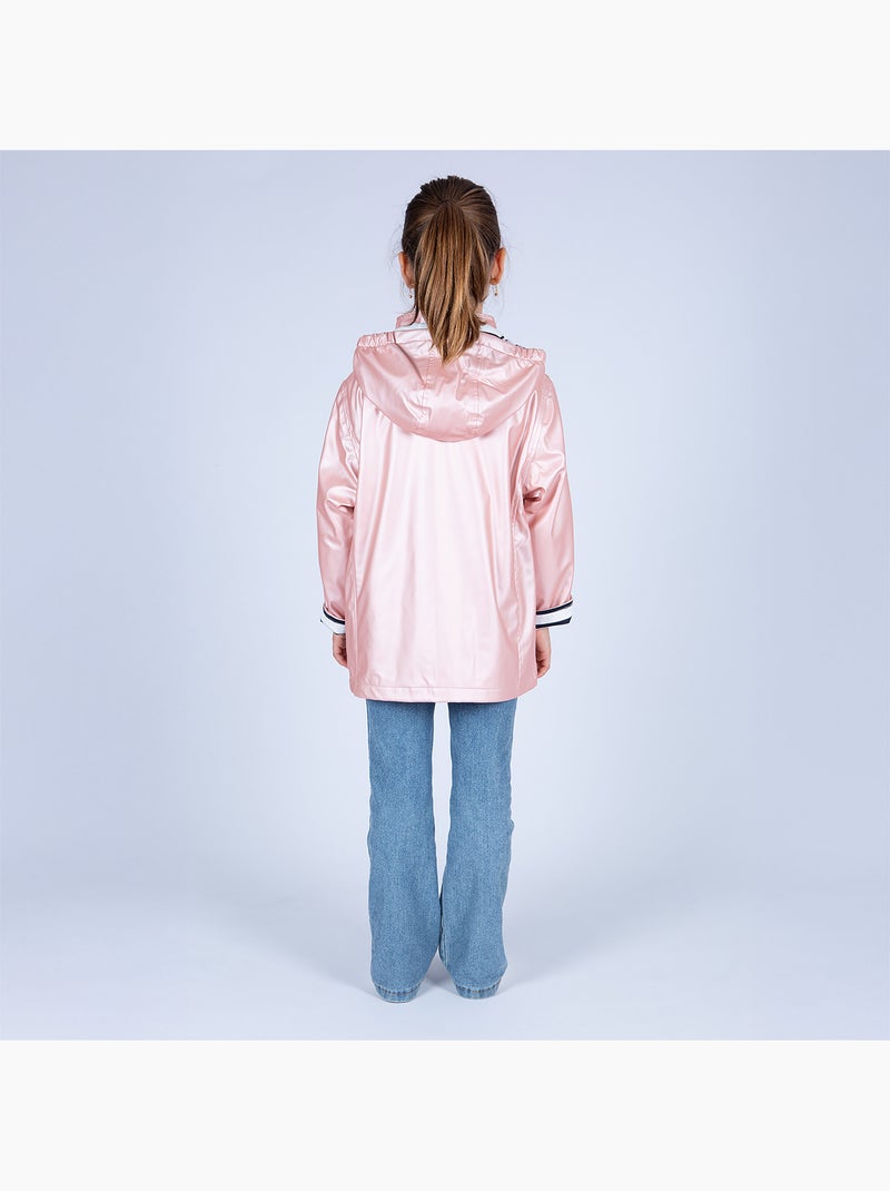 Ciré imperméable enfant 'Breizh Océan', intérieur jersey rayé - Mixte, garçon ou fille Rose Métal - Kiabi
