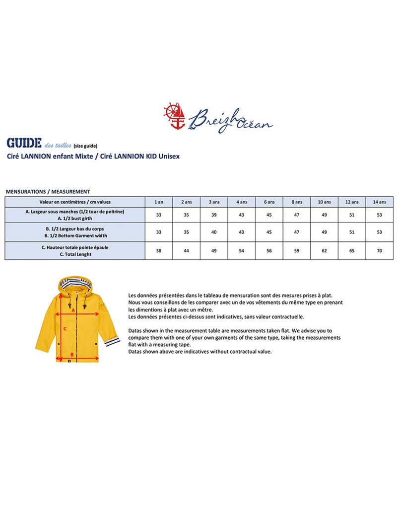 Ciré imperméable enfant 'Breizh Océan', intérieur jersey rayé - Veste Fille Marine Métal - Kiabi