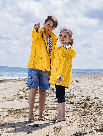 Ciré imperméable enfant 'Breizh Océan', intérieur jersey rayé - Mixte, garçon ou fille