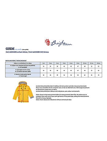 Ciré imperméable enfant 'Breizh Océan', intérieur jersey rayé - Mixte, garçon ou fille