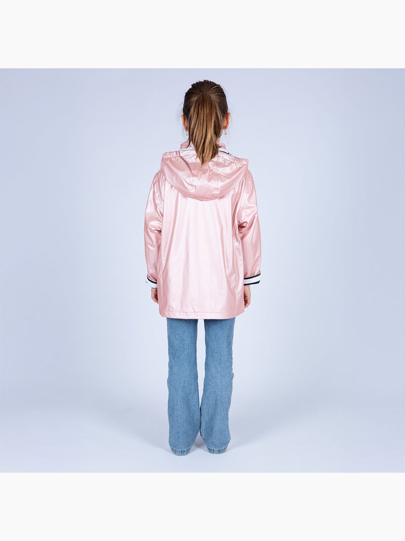 Ciré imperméable enfant 'Breizh Océan', intérieur jersey rayé - Veste Fille Rose Métal - Kiabi
