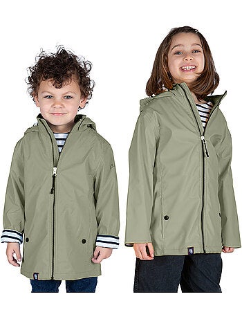 Ciré imperméable enfant 'Breizh Océan', intérieur jersey rayé - Mixte, garçon ou fille