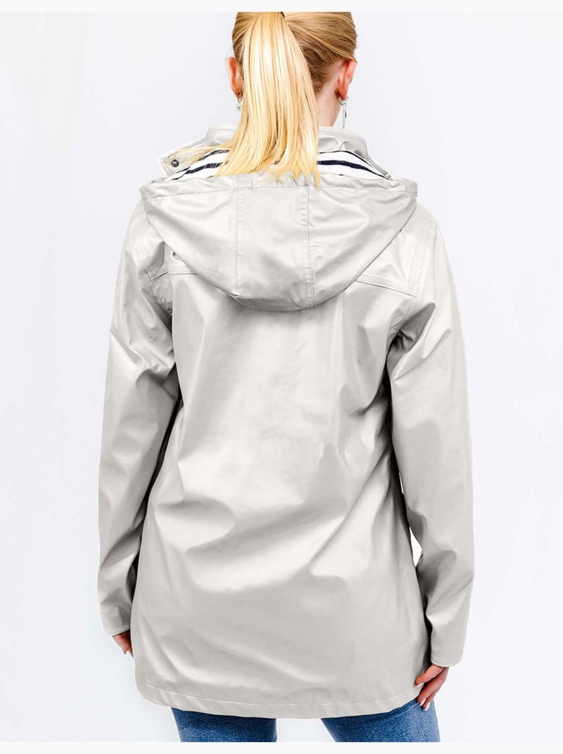 Ciré imperméable femme 'Breizh Océan' Vêtement de pluie à capuche, coutures thermosoudées Beige Métal - Kiabi
