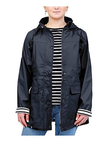 Ciré imperméable femme 'Breizh Océan' Vêtement de pluie à capuche, coutures thermosoudées