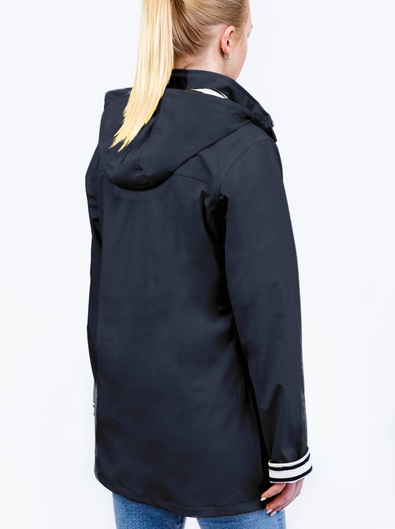 Ciré imperméable femme 'Breizh Océan' Vêtement de pluie à capuche, coutures thermosoudées Bleu marine - Kiabi