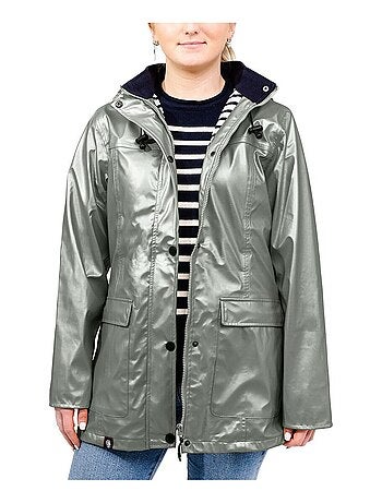 Ciré imperméable femme 'Breizh Océan' Vêtement de pluie à capuche, coutures thermosoudées