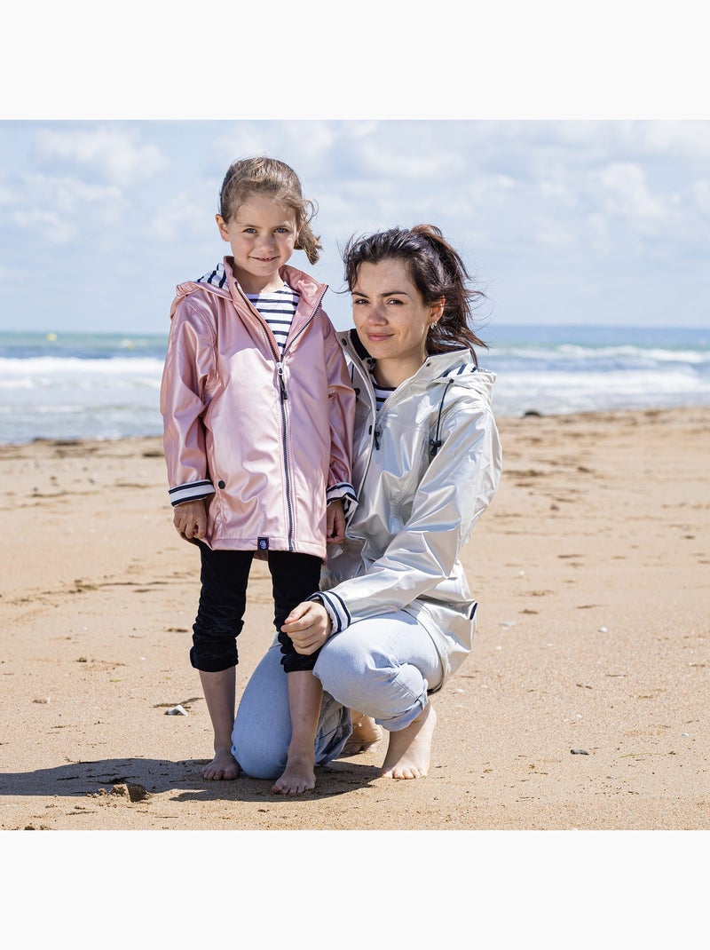 Ciré imperméable femme 'Breizh Océan' Vêtement de pluie à capuche, coutures thermosoudées Kaki Métal - Kiabi