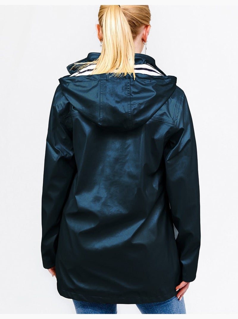Ciré imperméable femme 'Breizh Océan' Vêtement de pluie à capuche, coutures thermosoudées Marine Métal - Kiabi