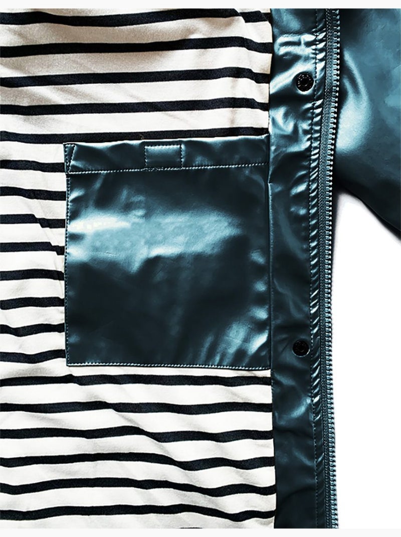 Ciré imperméable femme 'Breizh Océan' Vêtement de pluie à capuche, coutures thermosoudées Marine Métal - Kiabi