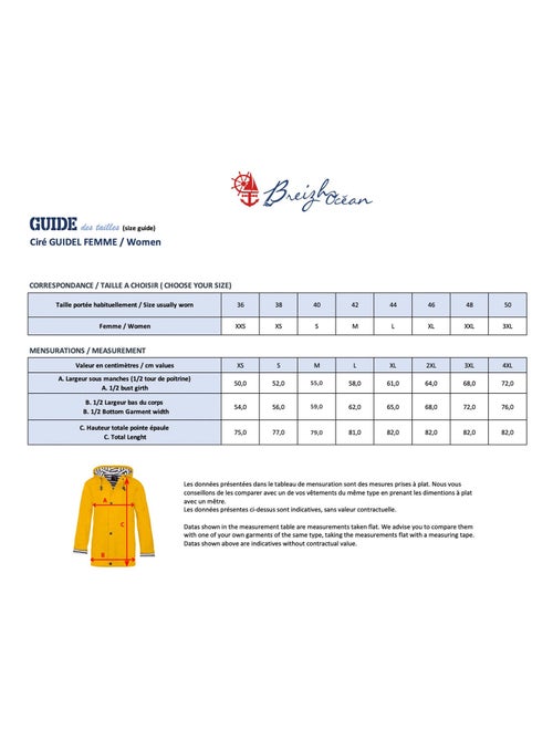 Ciré imperméable femme 'Breizh Océan' Vêtement de pluie à capuche, coutures thermosoudées - Kiabi