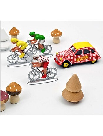 Citroën 2CV et 3 cyclistes