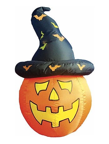 Citrouille gonflable Halloween avec chapeau décoration extérieure