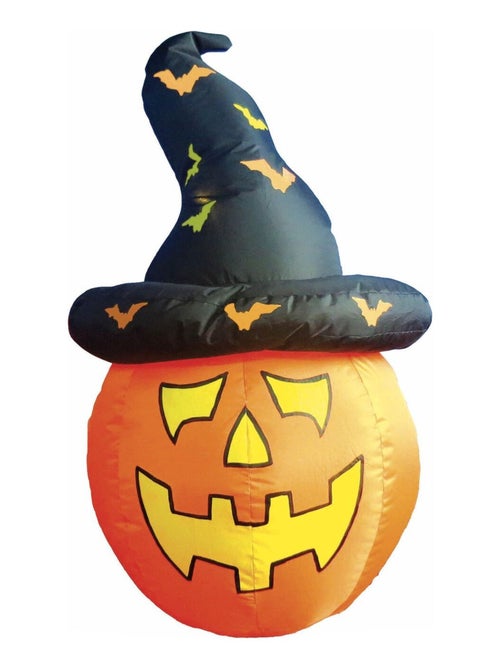 Citrouille gonflable Halloween avec chapeau décoration extérieure - Kiabi
