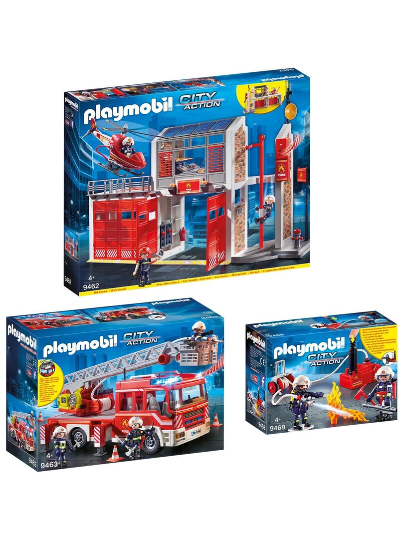 City Action - Set de 3 Boîtes Playmobil sur le thème des pompiers
