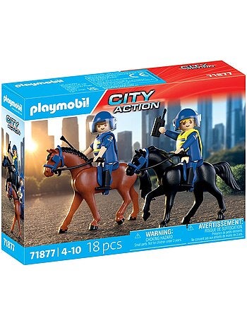 City Action 2 policiers cavaliers avec leurs chevaux
