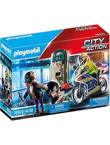 City Action Police Policier avec moto et voleur