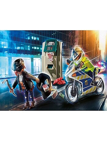 City Action Police Policier avec moto et voleur