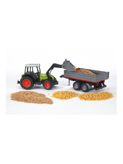 Claas Nectis 267 F avec chargeur frontal et remorque à plate-forme - Kiabi
