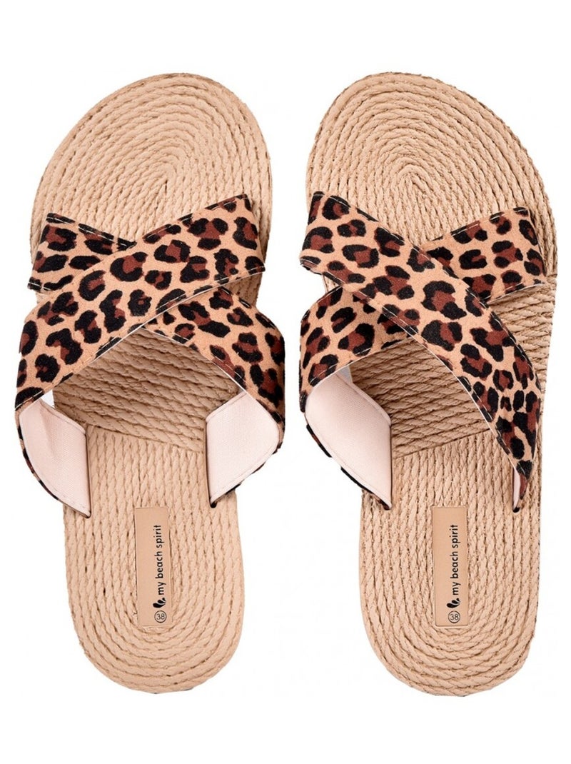 Claquette Femme LEOPARD Marron clair - Kiabi