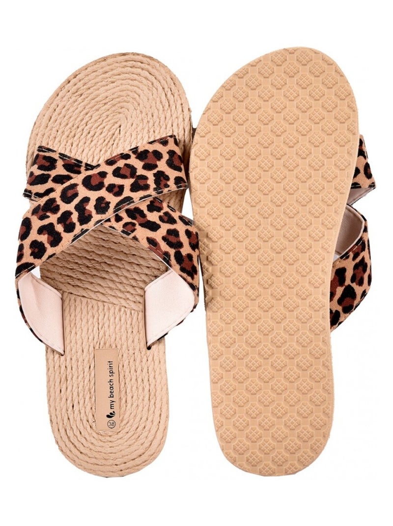 Claquette Femme LEOPARD Marron clair - Kiabi