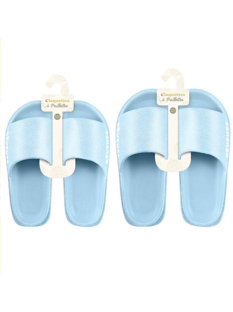 Claquettes à Paillettes - Rêveuse Bleu ciel/Gris/Blanc perle/Transparent - Kiabi