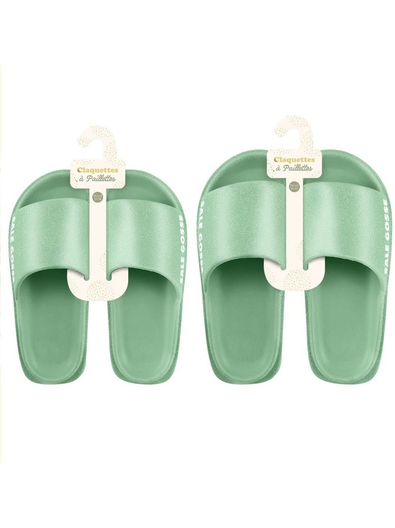 Claquettes à Paillettes - Sale Gosse Vert - Kiabi